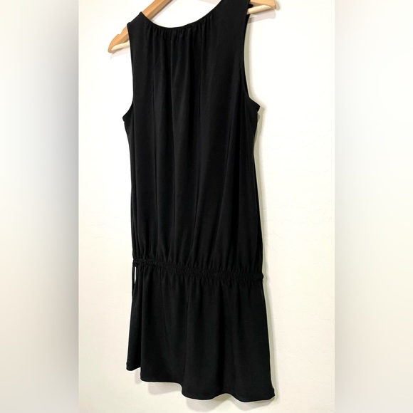 White House Black Market Black Swim Coverup Tank Dress Drawstring Gold - Medium - Picture 2 of 11